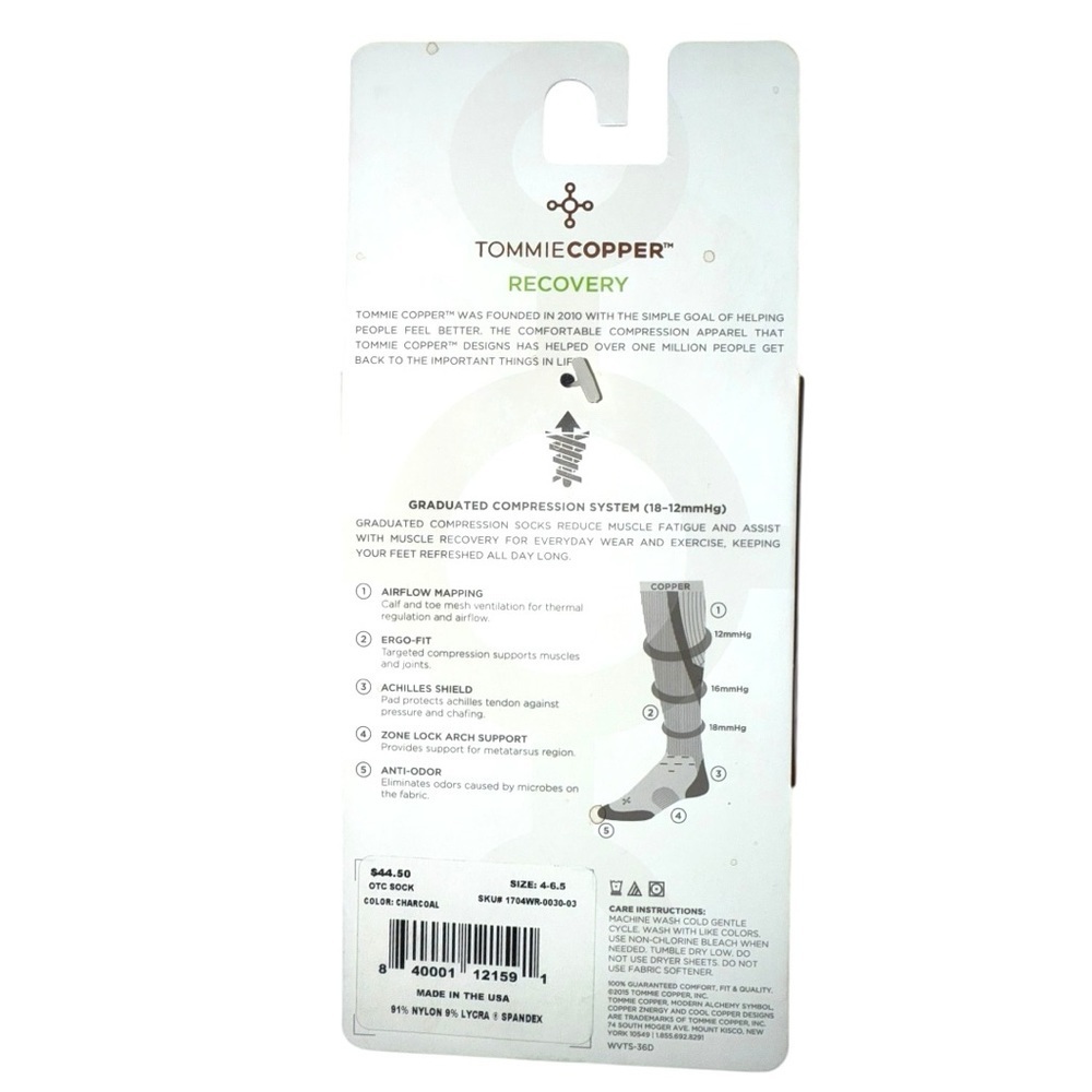 Tommie Copper Women’s Over the Calf Compression Socks 4-6.5 Charcoal NWT - Picture 3 of 3